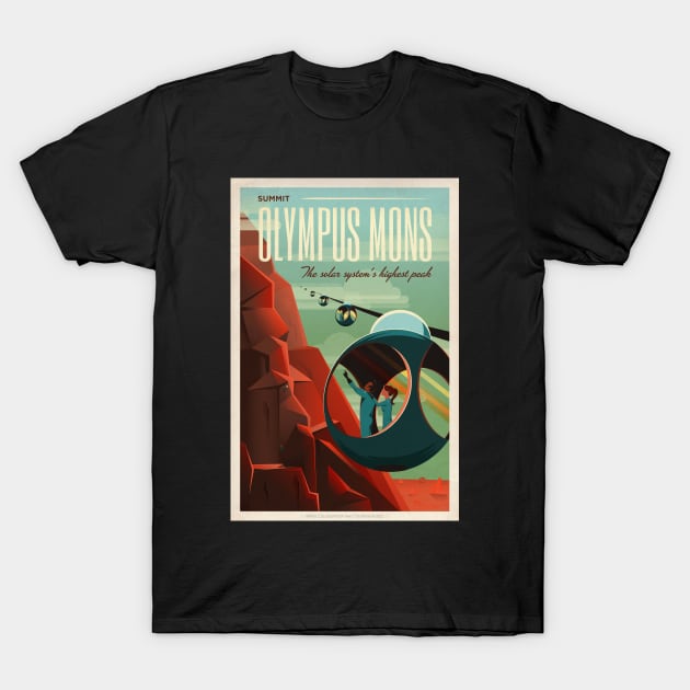 Olympus Mons Mars Colony Astronaut Exploration Retro Space T-Shirt by twizzler3b